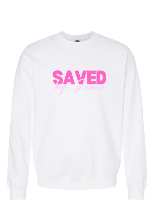 New! PINK SAVED BY JESUS SWEATSHIRT