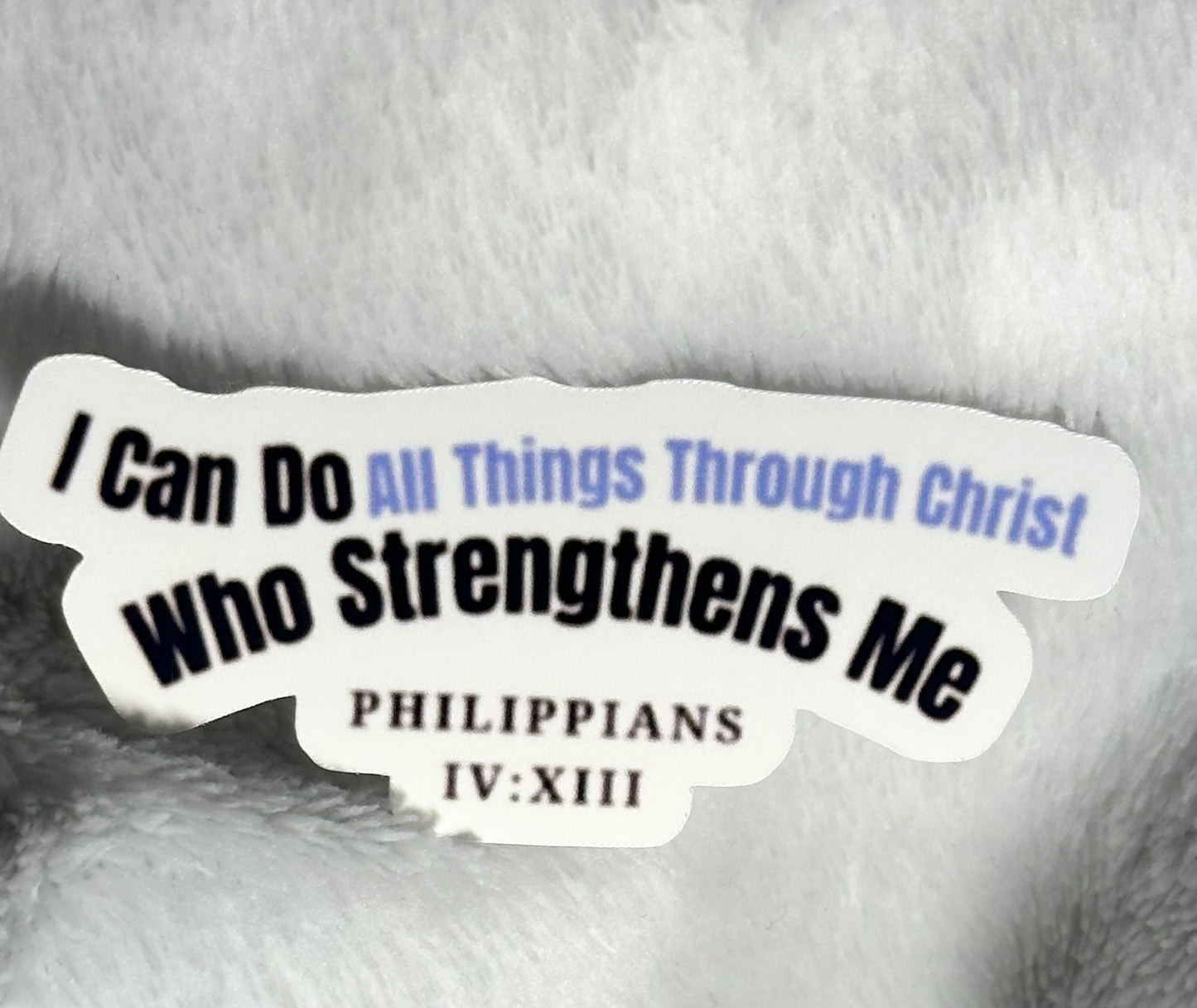 New!Blue I Can Do All Things Through Christ Sticker