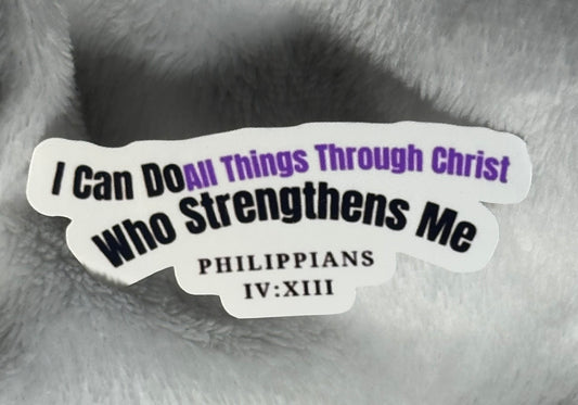 New! Purple I can do all things through Christ sty